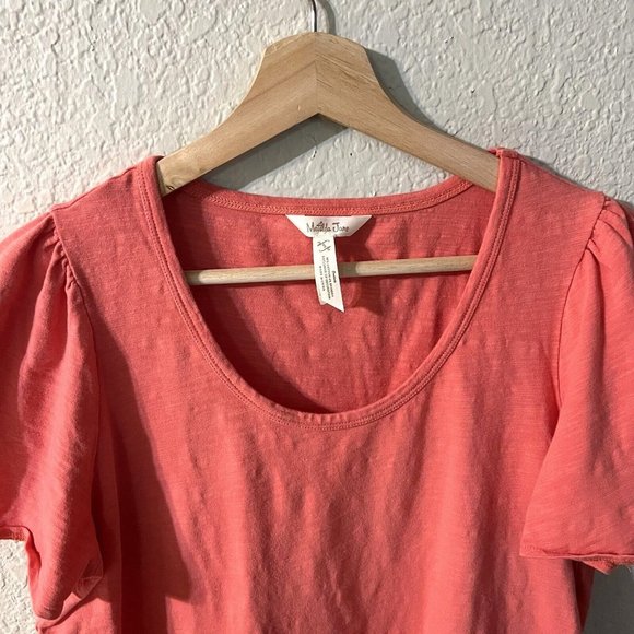 Matilda Jane Eureka Springs Embroidered Ruffle Top Size Small Coral Eyelet Tee - Picture 6 of 10